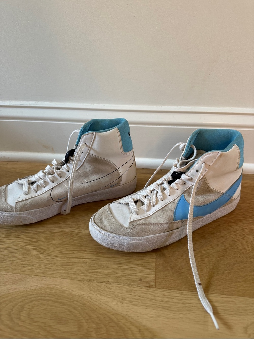Nike White and Light Blue Blazers